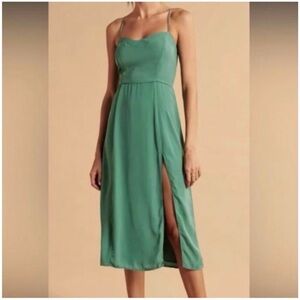 Abercrombie Camille Slip Midi Dress XL NWT Green Thigh Slit